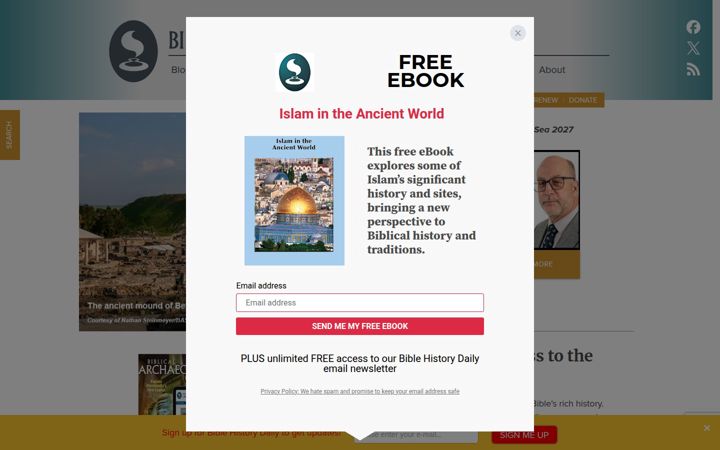 Screenshot van biblicalarchaeology.org