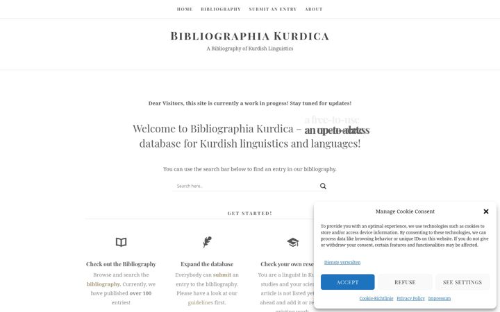 Screenshot of bibliographiakurdica.org