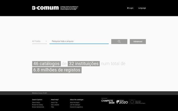 Screenshot of bibliotecacomum.pt