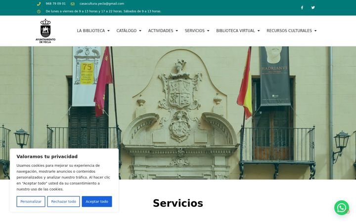 Screenshot of bibliotecadeyecla.org