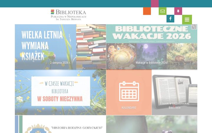 Snímek obrazovky biblioteka-niepolomice.pl
