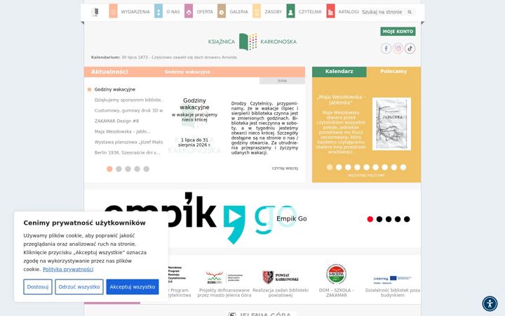 Snímek obrazovky biblioteka.jelenia-gora.pl