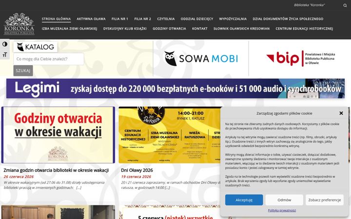 Snímek obrazovky biblioteka.olawa.pl