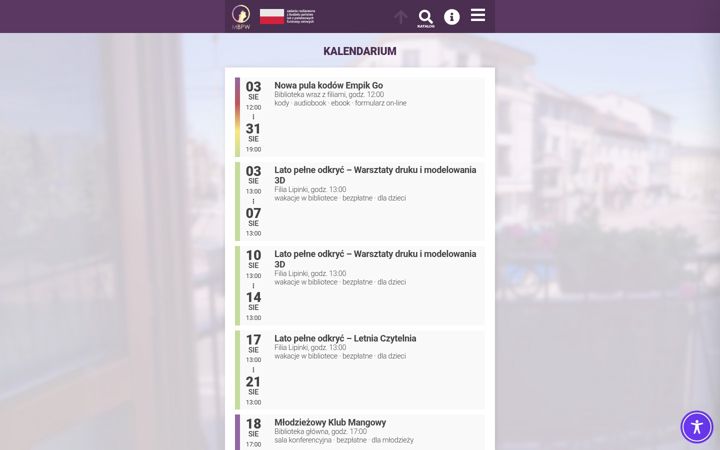 Snímek obrazovky biblioteka.wolomin.pl