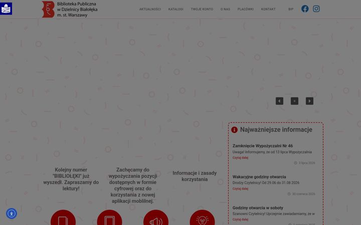 Snímek obrazovky bibliotekabialoleka.pl
