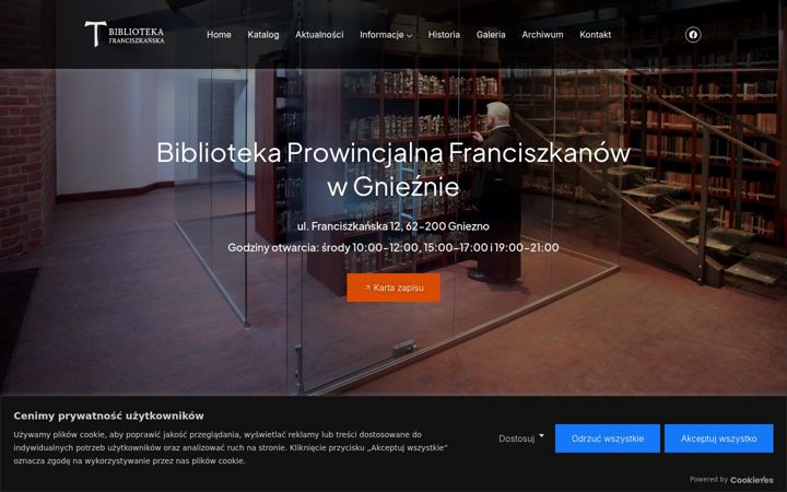 Snimka zaslona za bibliotekafranciszkanska.pl