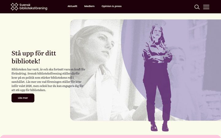 Screenshot stránky biblioteksforeningen.se