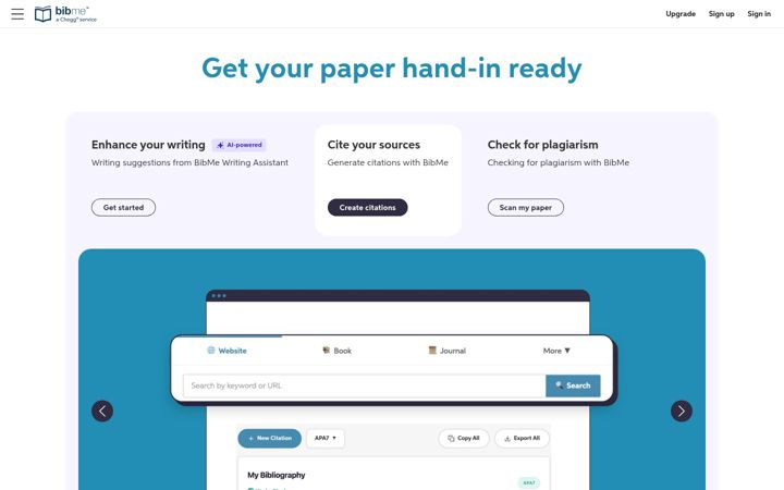 Screenshot of bibme.org