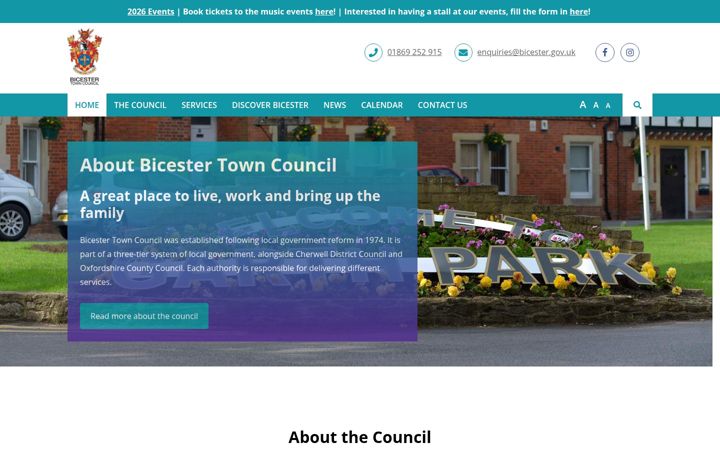 Screenshot of bicester.gov.uk