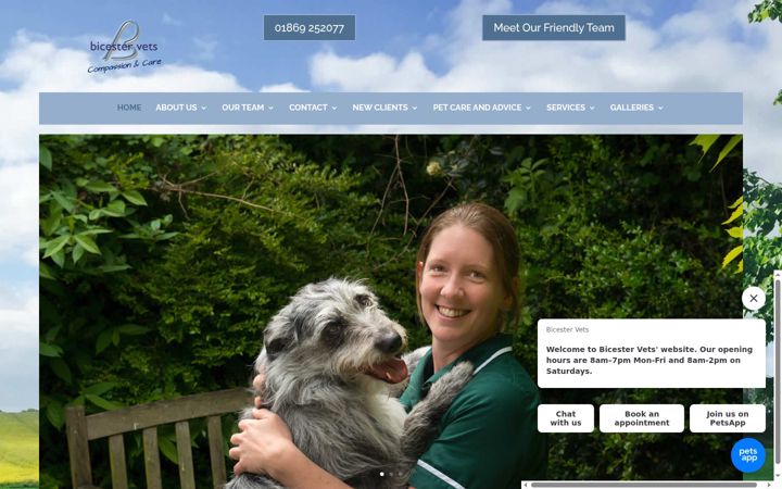 Screenshot of bicestervets.co.uk