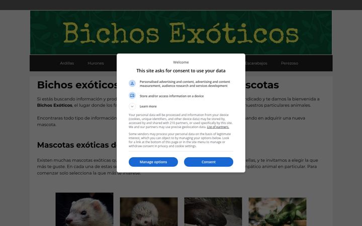 Screenshot of bichosexoticos.com