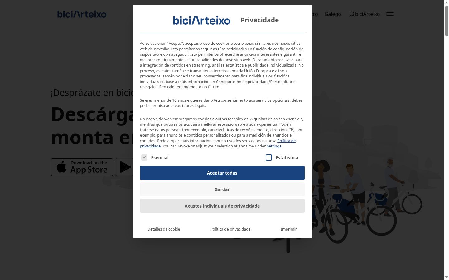 Screenshot tal-banner tal-kunsens muri qabel kwalunkwe interazzjoni