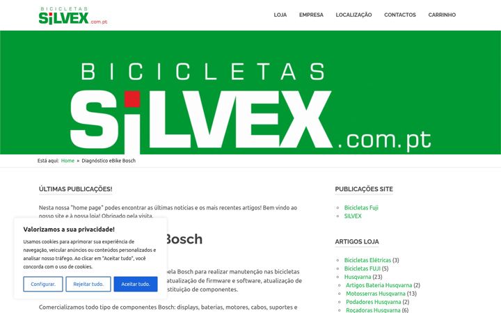 Screenshot of bicicletassilvex.com.pt