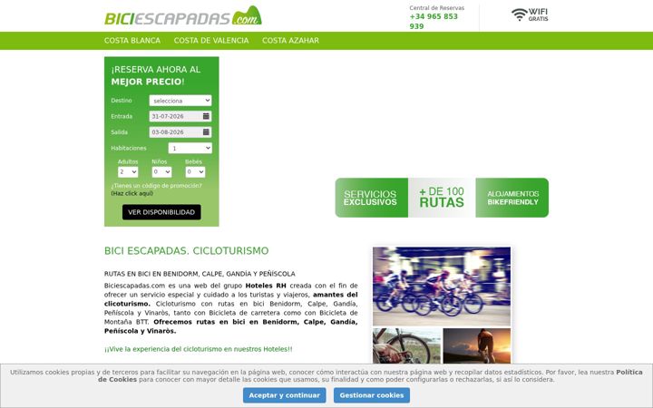Screenshot of biciescapadas.com