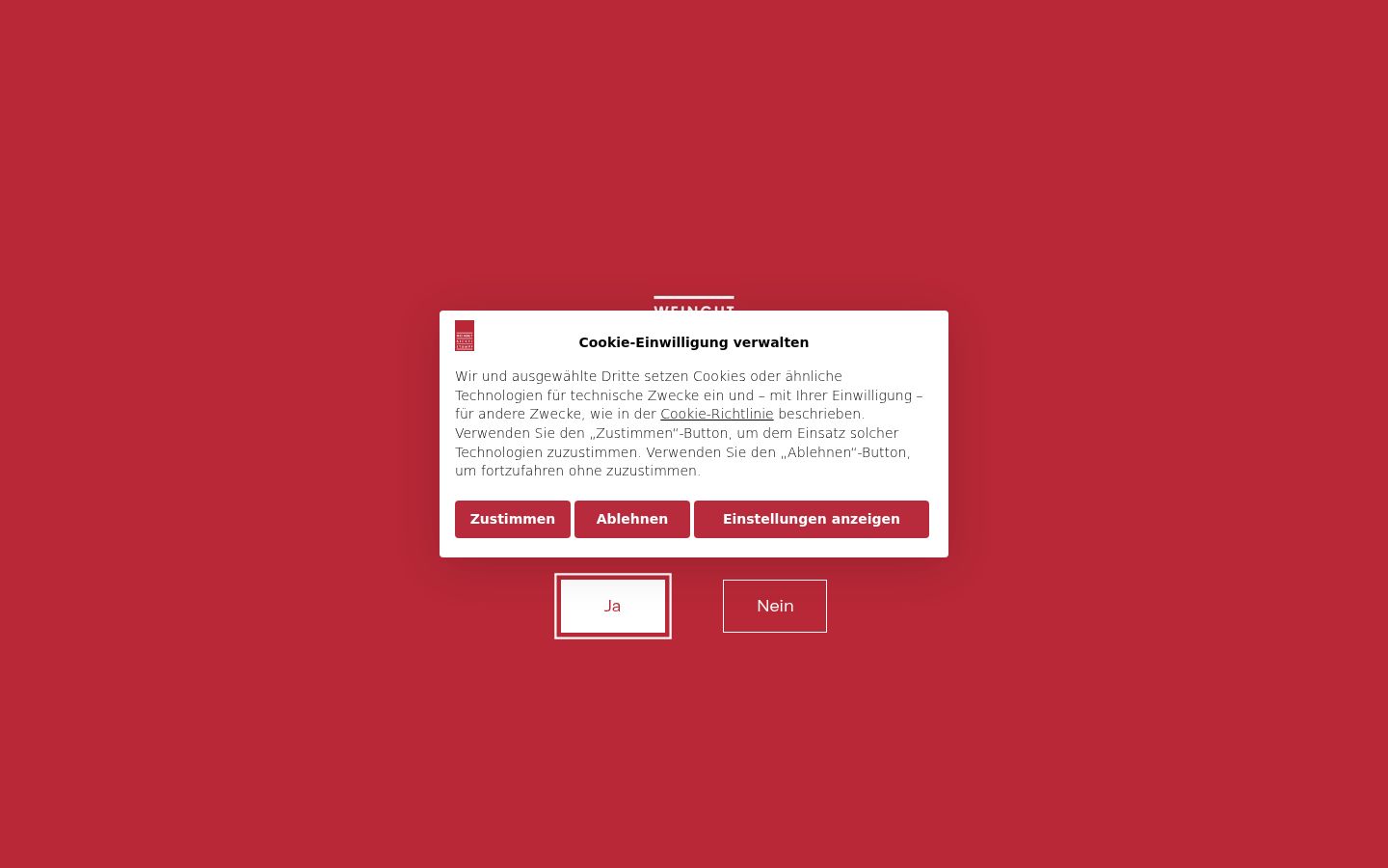 Screenshot del banner di consenso mostrato prima di qualsiasi interazione
