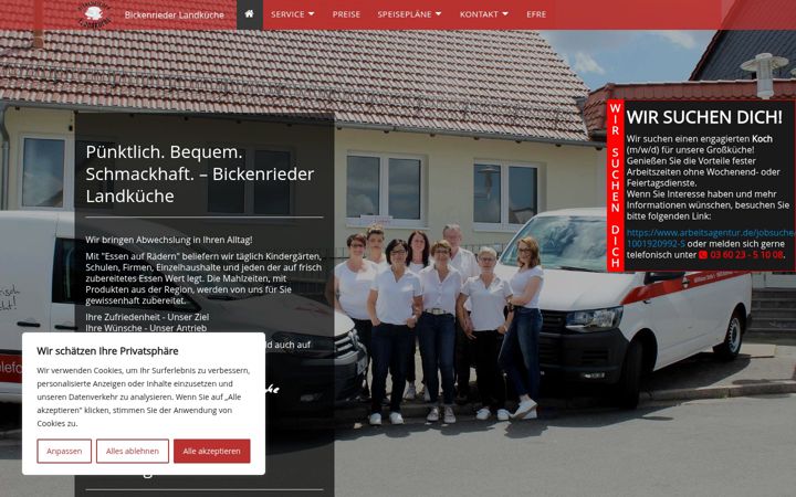 Screenshot of bickenrieder-landkueche.de