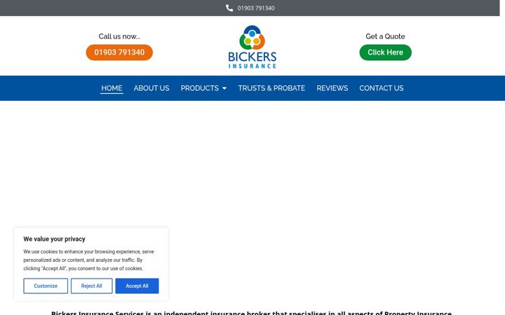 Screenshot of bickersinsurance.co.uk