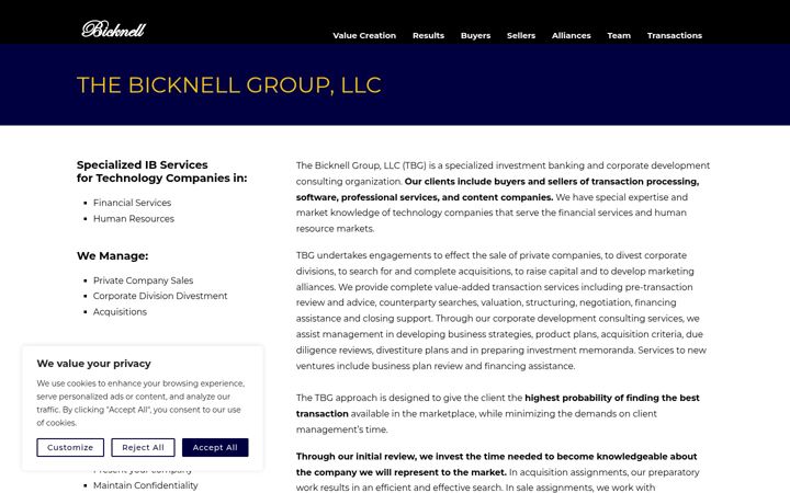 Screenshot of bicknellgroup.com