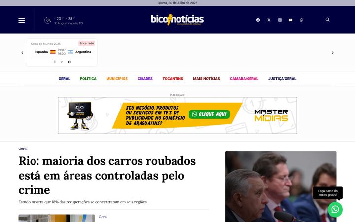 Screenshot stránky biconoticias.com.br