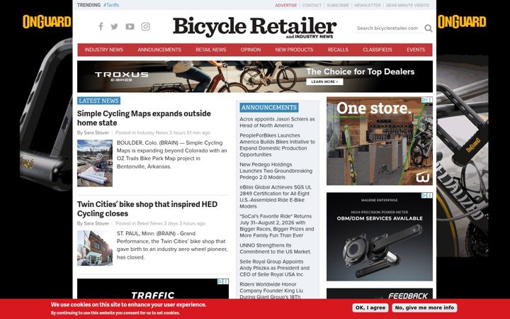 Screenshot of bicycleretailer.com