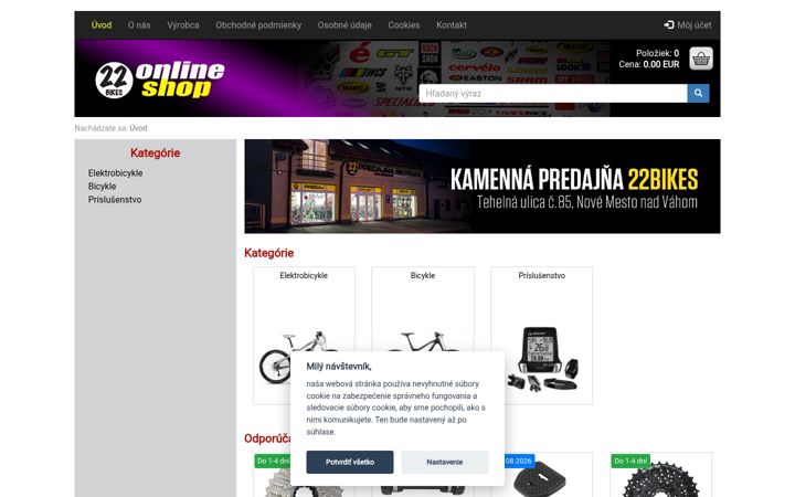 Screenshot ta' bicycles.sk