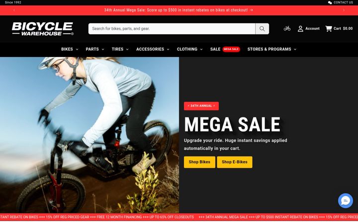 Екранна снимка на bicyclewarehouse.com