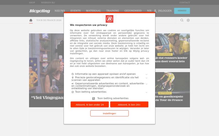 Zrzut ekranu bicycling.nl