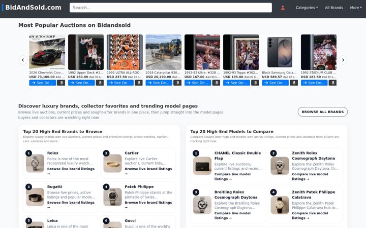 Screenshot of bidandsold.com