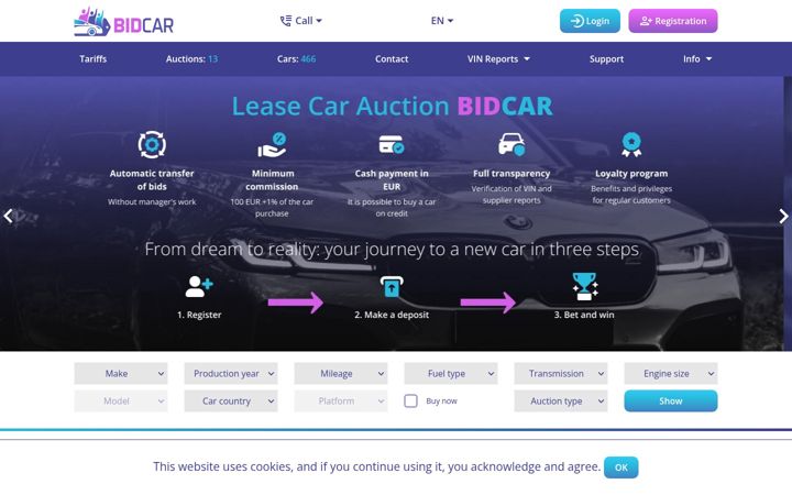 Screenshot of bidcar.eu