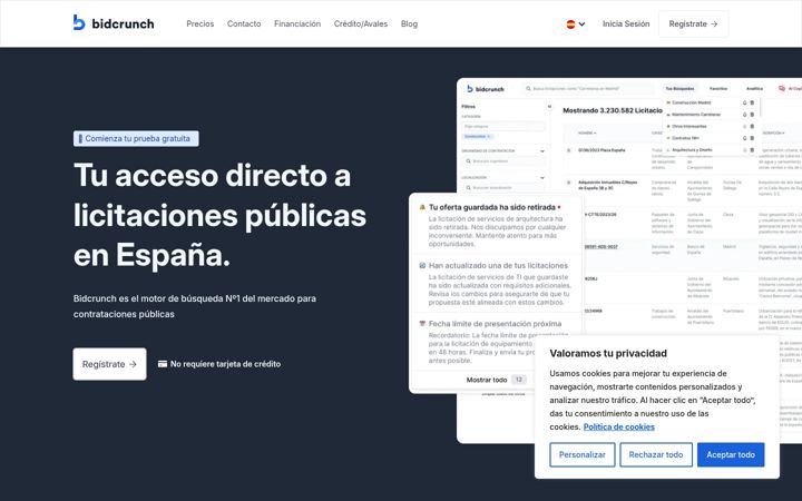 Screenshot of bidcrunch.com