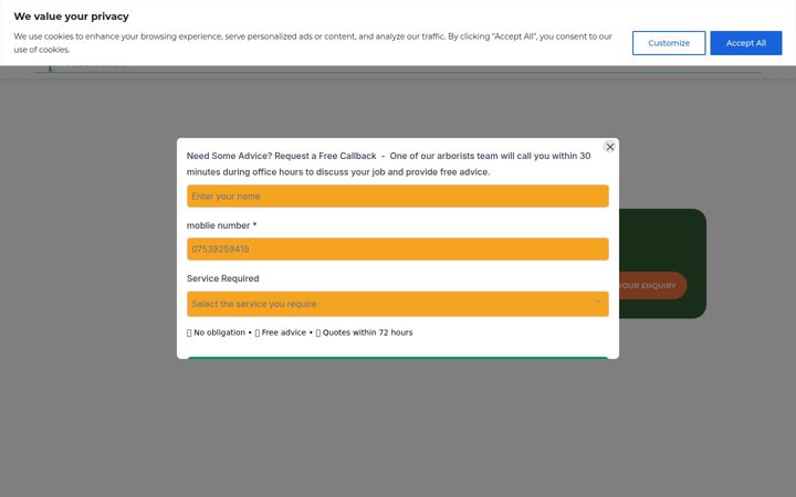 Screenshot of biddendenarboriculture.com