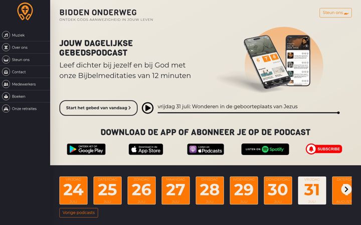 Screenshot of biddenonderweg.org
