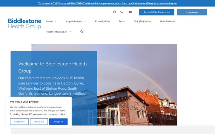 Zrzut ekranu biddlestonehealthgroup.co.uk