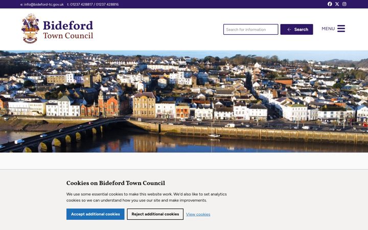 Screenshot of bideford-tc.gov.uk