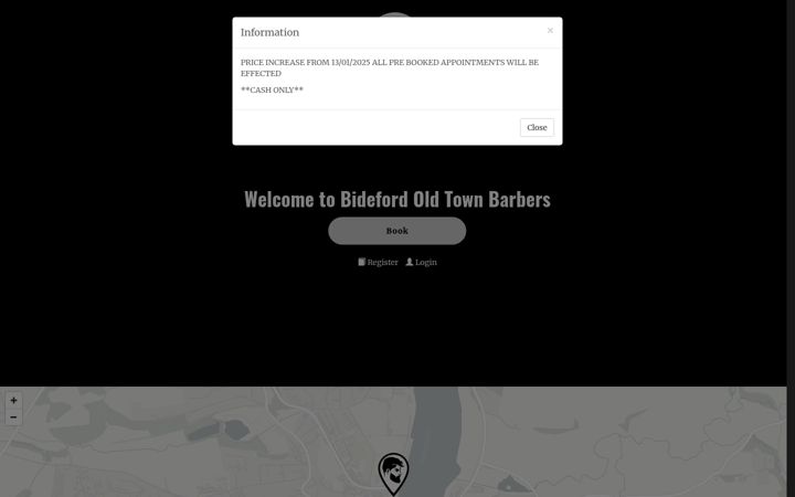Screenshot of bidefordoldtownbarbers.co.uk