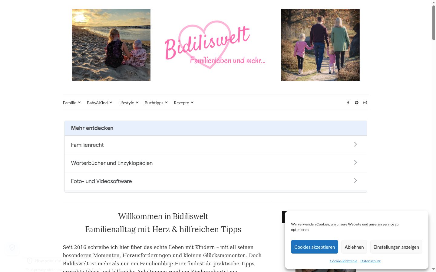 Skärmbild av samtyckesbannern som visades före någon interaktion