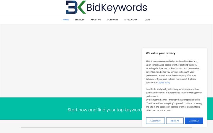 Screenshot of bidkeywords.com