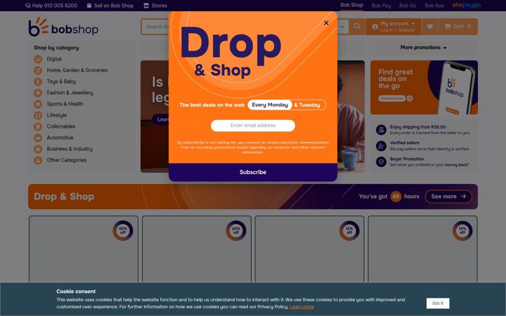 Screenshot of bidorbuy.co.za