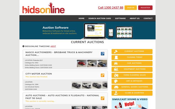 Екранна снимка на bidsonline.com.au