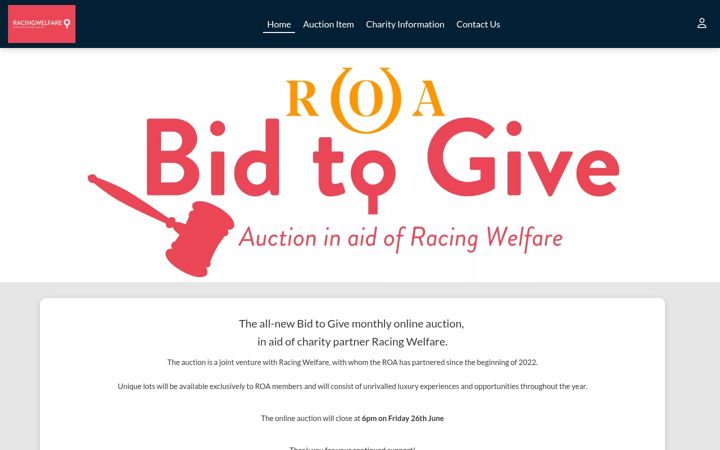 Screenshot of bidtogive.co.uk