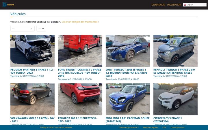 Screenshot of bidycar.com