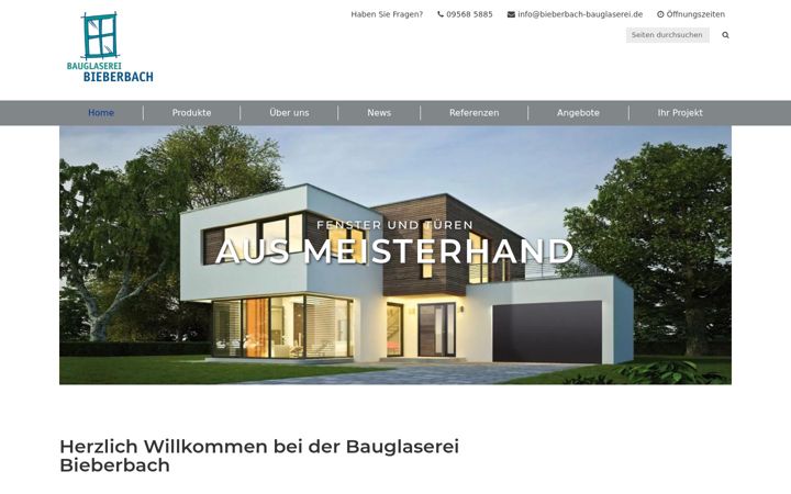 Skjámynd af bieberbach-bauglaserei.de