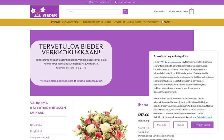 Captură de ecran a bieder.fi