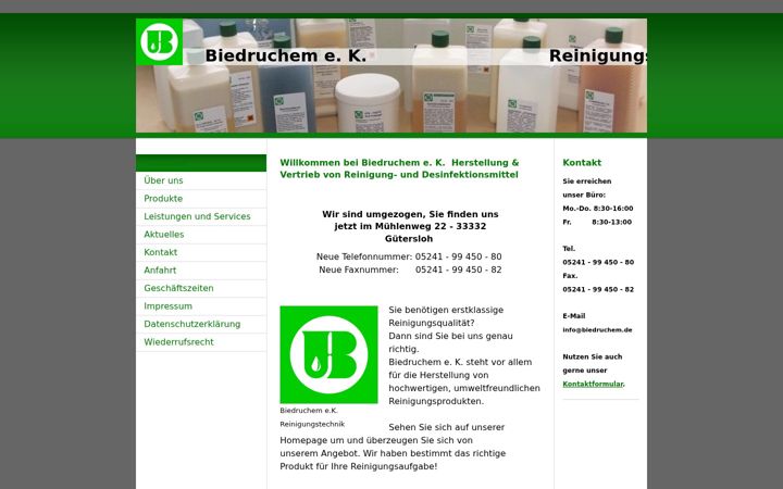 Skärmbild av biedruchem.de