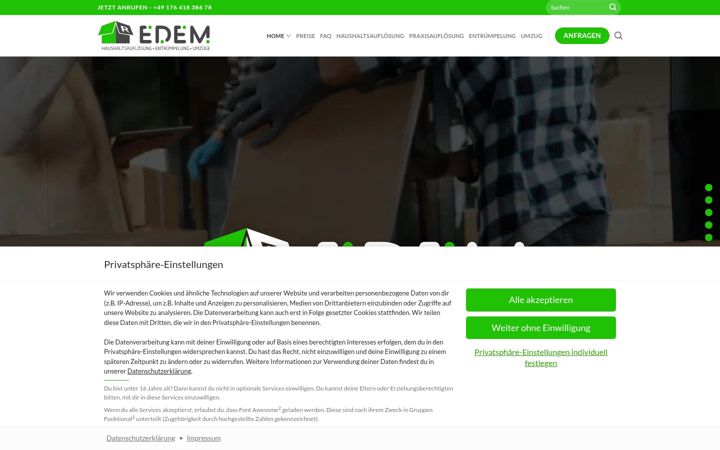 Screenshot of bielefeld-wohnungsaufloesung-edem.de