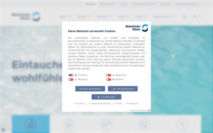 Screenshot of bielefelderbaeder.de