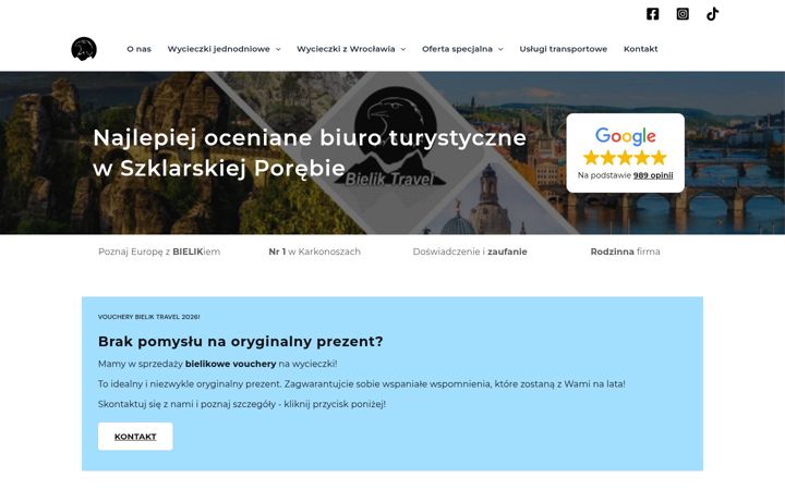 Zrzut ekranu bieliktravel.pl