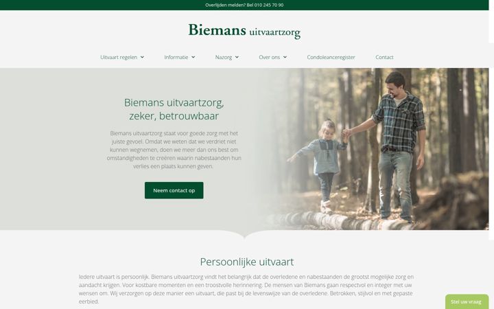 Snímek obrazovky biemans-uitvaartzorg.nl