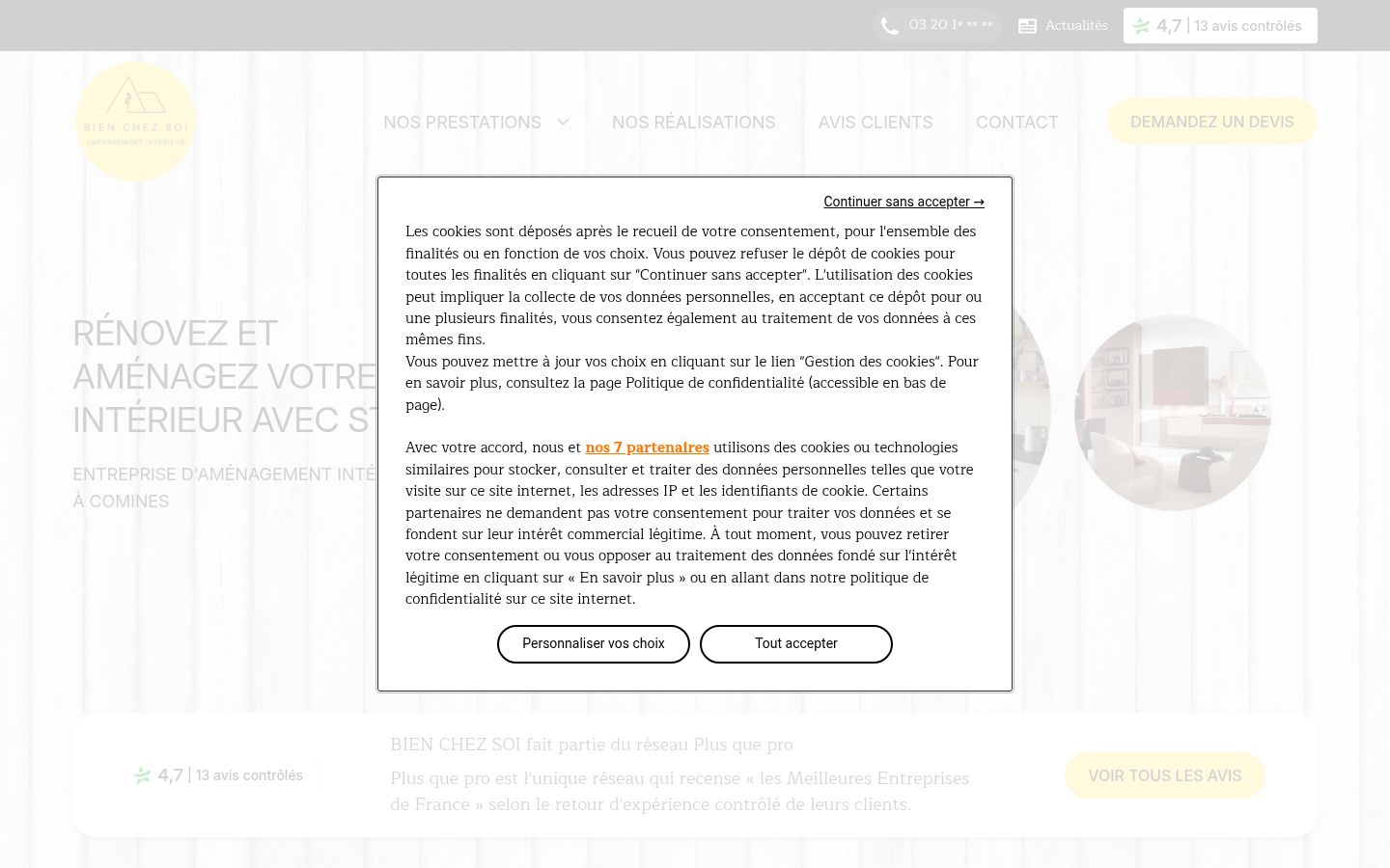Captura de ecrã do banner de consentimento apresentado antes de qualquer interação
