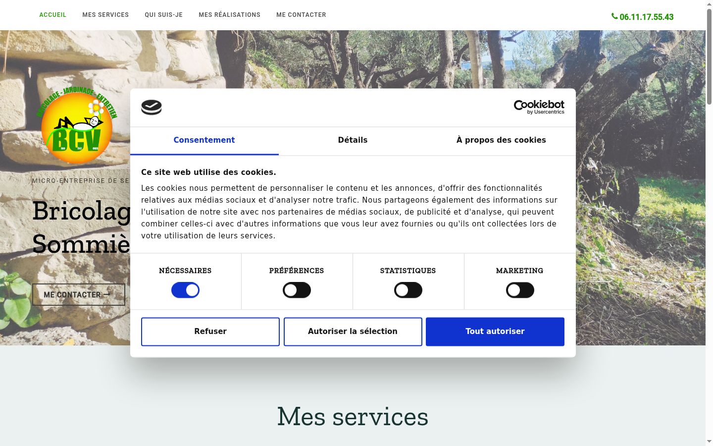 Captura de pantalla del banner de consentimiento mostrado antes de cualquier interacción